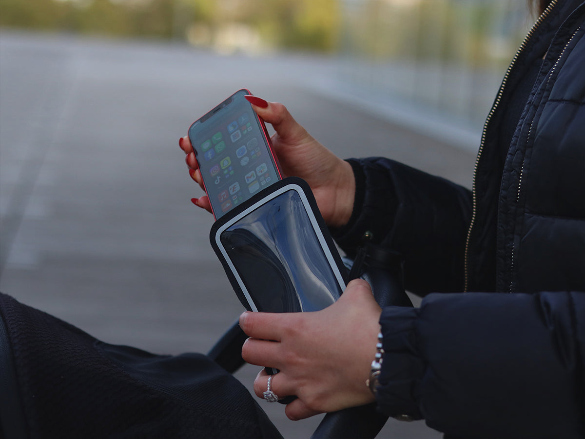 Stroller phone mount