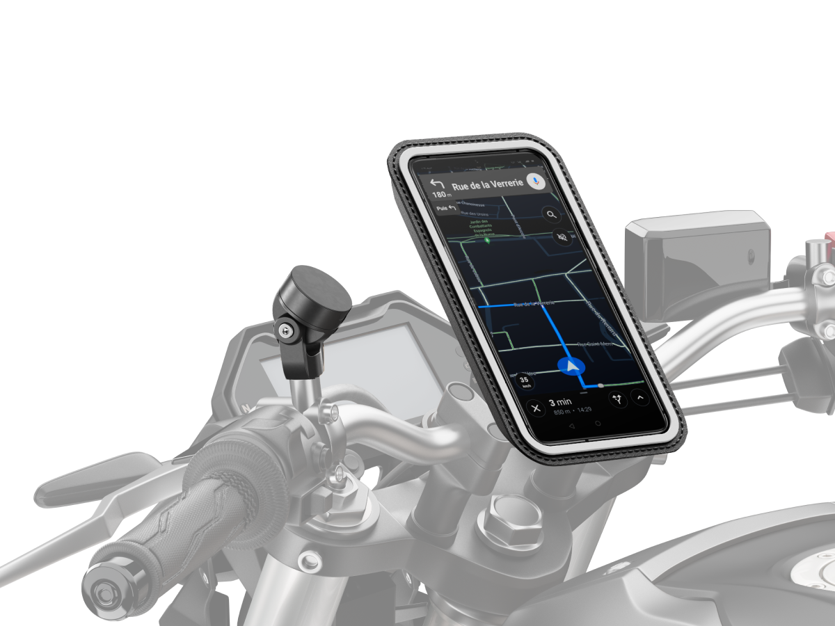 Support téléphone bouchon de rétroviseur pour moto