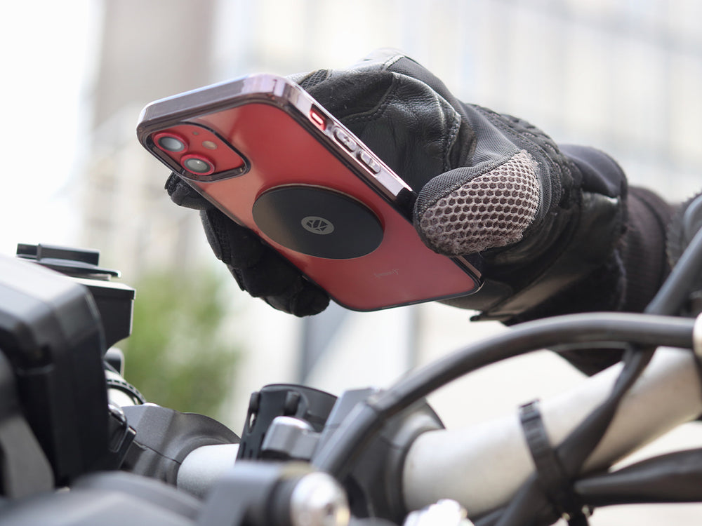 Motorcycle phone holder with steel plate