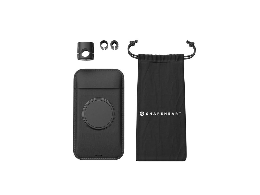 Votre pack support de rétroviseur pro contient : une pochette pour votre téléphone à la taille sélectionnée, la fixation pour rétroviseur, 2 joints pour adapter à votre rétroviseur et une pochette de voyage. 
