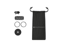 Contenu de l’emballage Shapeheart - support téléphone moto. Présentation complète du pack, incluant le support magnétique, la plaque métal et les accessoires nécessaires.